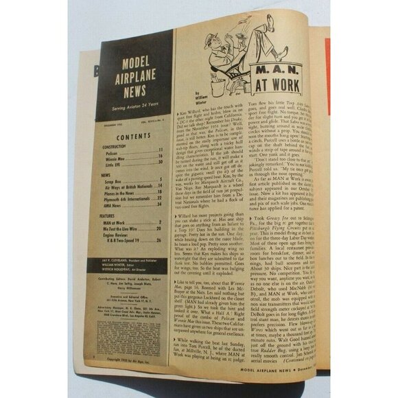 Vintage December 1952 Model Airplane News Aviation Magazine - Winnie Mae Pelican - Picture 2 of 4